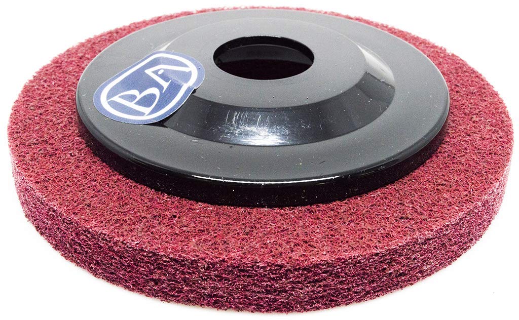 Benchmark Abrasives 4-1/2" Diameter Surface Preparation Non Woven Discs with 7/8" Arbor for Die Grinder Surface Grinding Polishing Burr Finish Rust Paint Removal (Pack of 10) (Maroon - Fine)