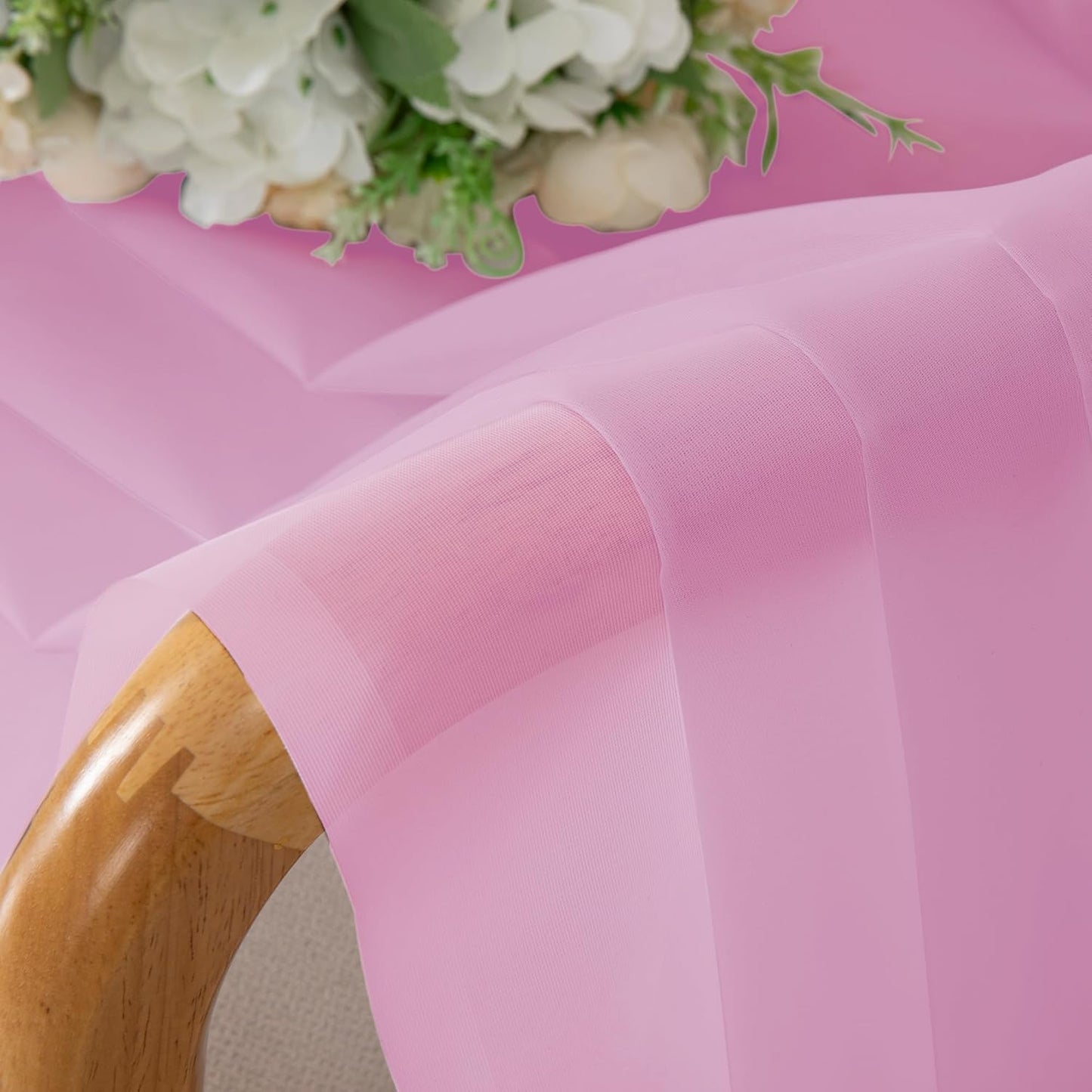 Chyhomenyc Sheer Pink Curtains 90 inches Long 2 Panels, Light Filtering Soft Airy Solid Elegant Voile Window Treatment Drapes for Bedroom Living Room Wedding Party Decor, 42 Wx90 L Inches