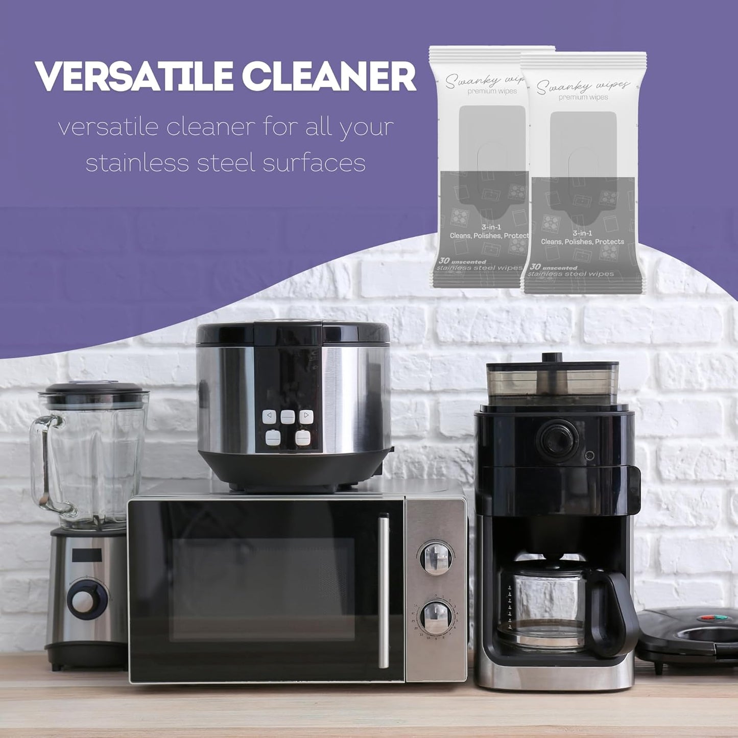 Swanky Stainless Steel Cleaner Wipes - Grime & Grease Remover Kitchen Cleaning Supplies - Clean & Shine, For Stove Top, Refrigerator, Sink, Oven, & Household Appliances - Soft Wipes, 180 Count