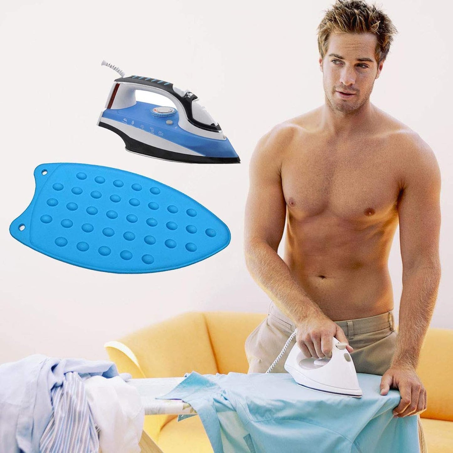 Bringsine Silicone Iron Rest Pad for Ironing Board Hot Resistant Mat(Blue)