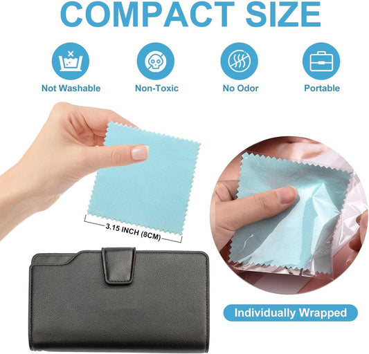 SEVENWELL 50pcs Jewelry Cleaning Cloth Mediumturquoise Polishing Cloth for Sterling Silver Gold Platinum Small Silver Polish 8x8cm