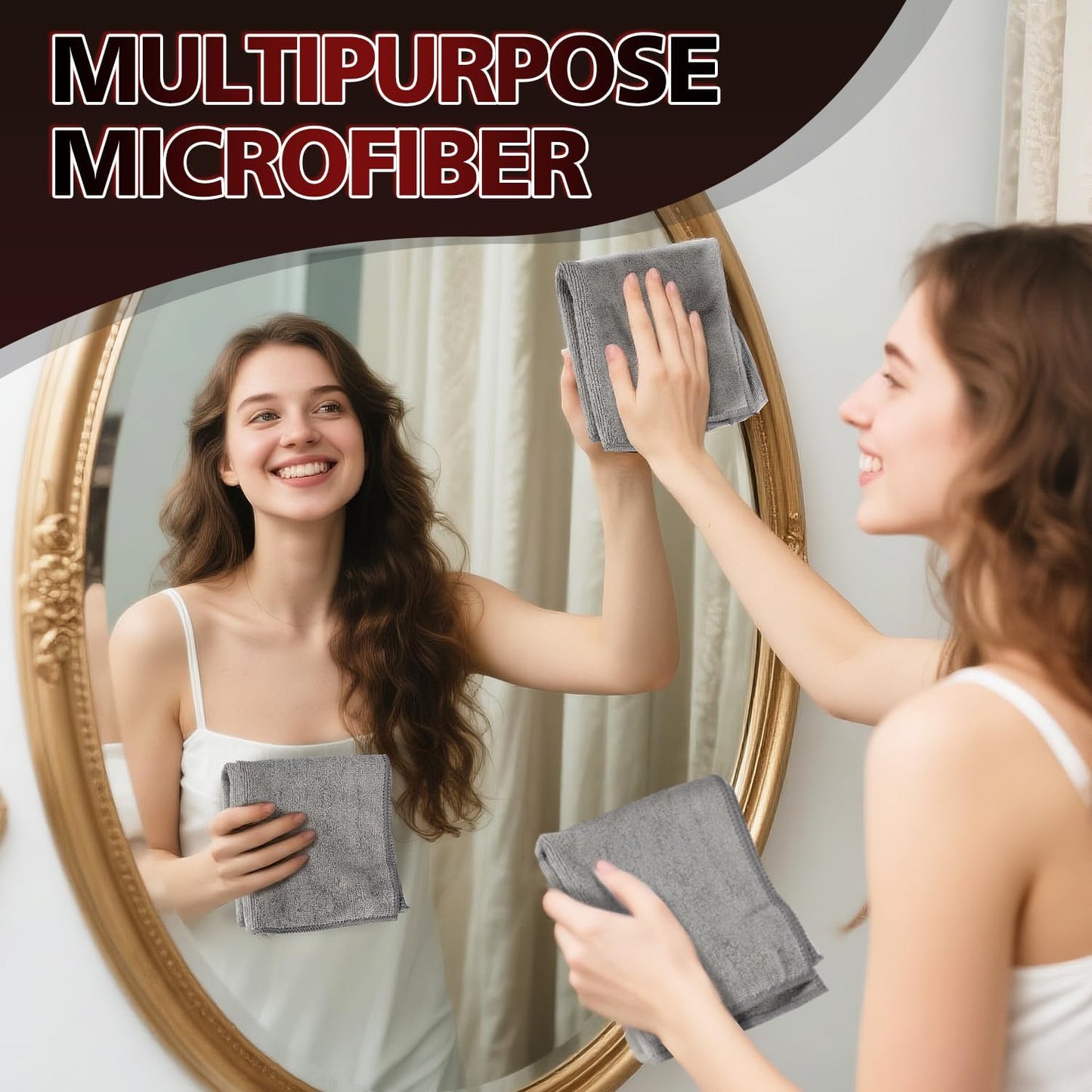 Microfiber Cleaning Cloth 12 Pack, 12.6 x 12.6 inch Microfiber Towels for Cars, High Performance Ultra Absorbent Car Washing Cloth, Lint Free Streak Free Cleaning Rags, 1200 Washes