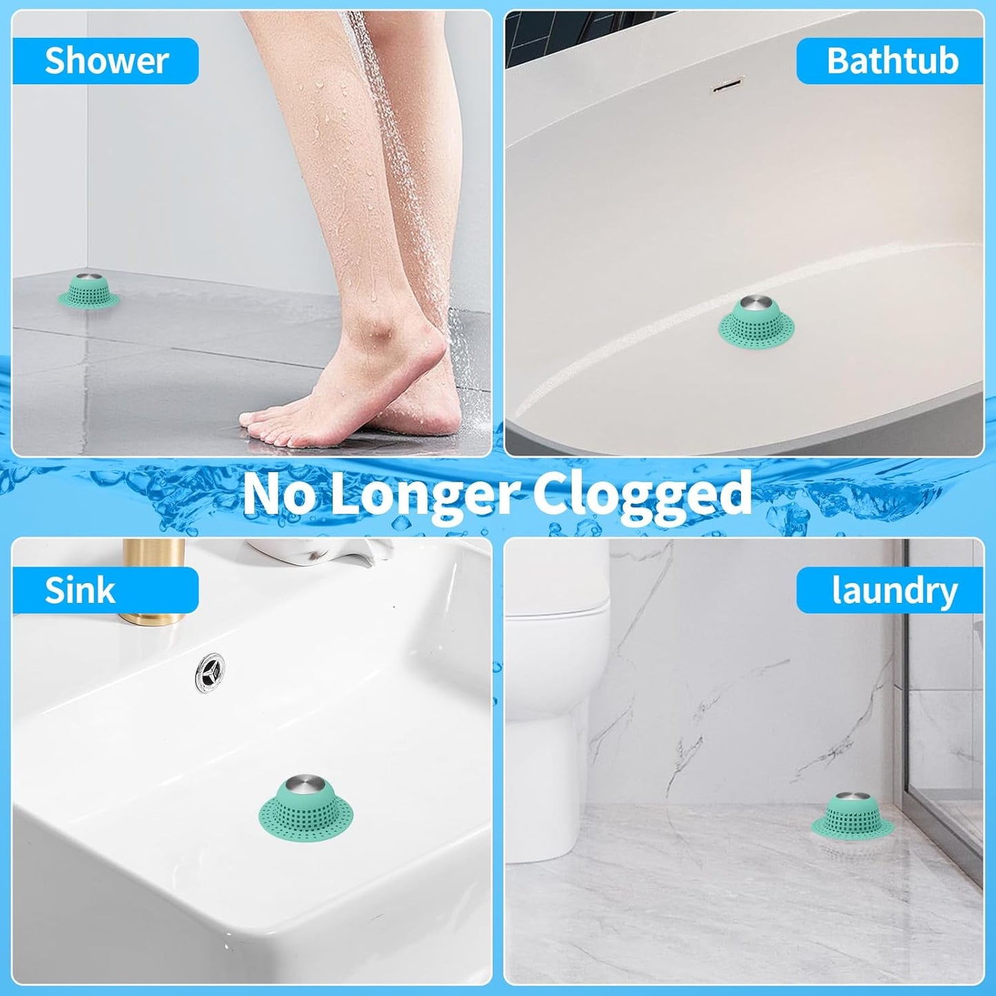 Shower Drain Hair Catcher, Bathtub Drain Cover Foldable Silicone Shower & Tub Protector for Pop-Up & Regular Drains