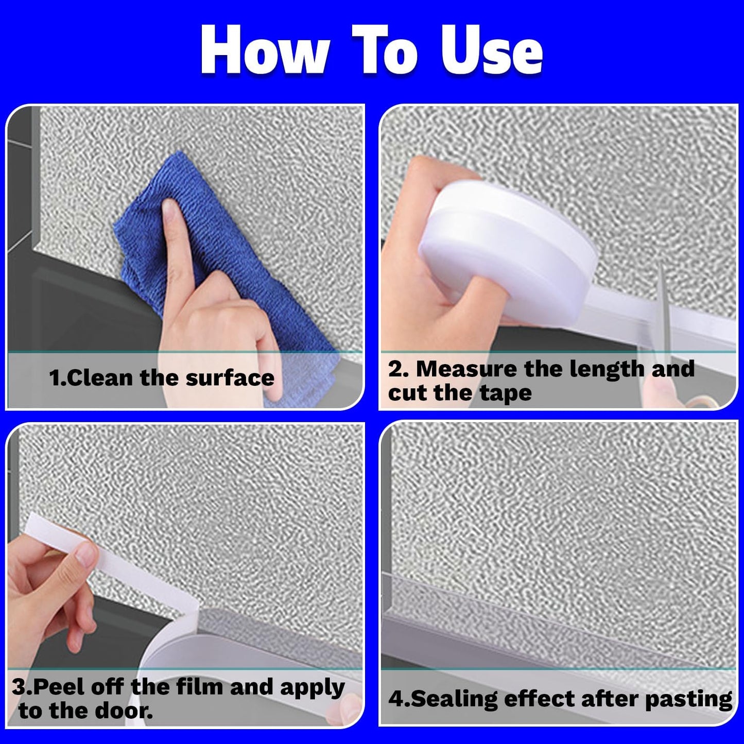 Silicone Weather Stripping Seal Door Tape 16.5 Feet Strip Bottom Draft Insulation Stopper Weatherproof Soundproof for Door Frame or Window Bathroom Shower Glass Gaps