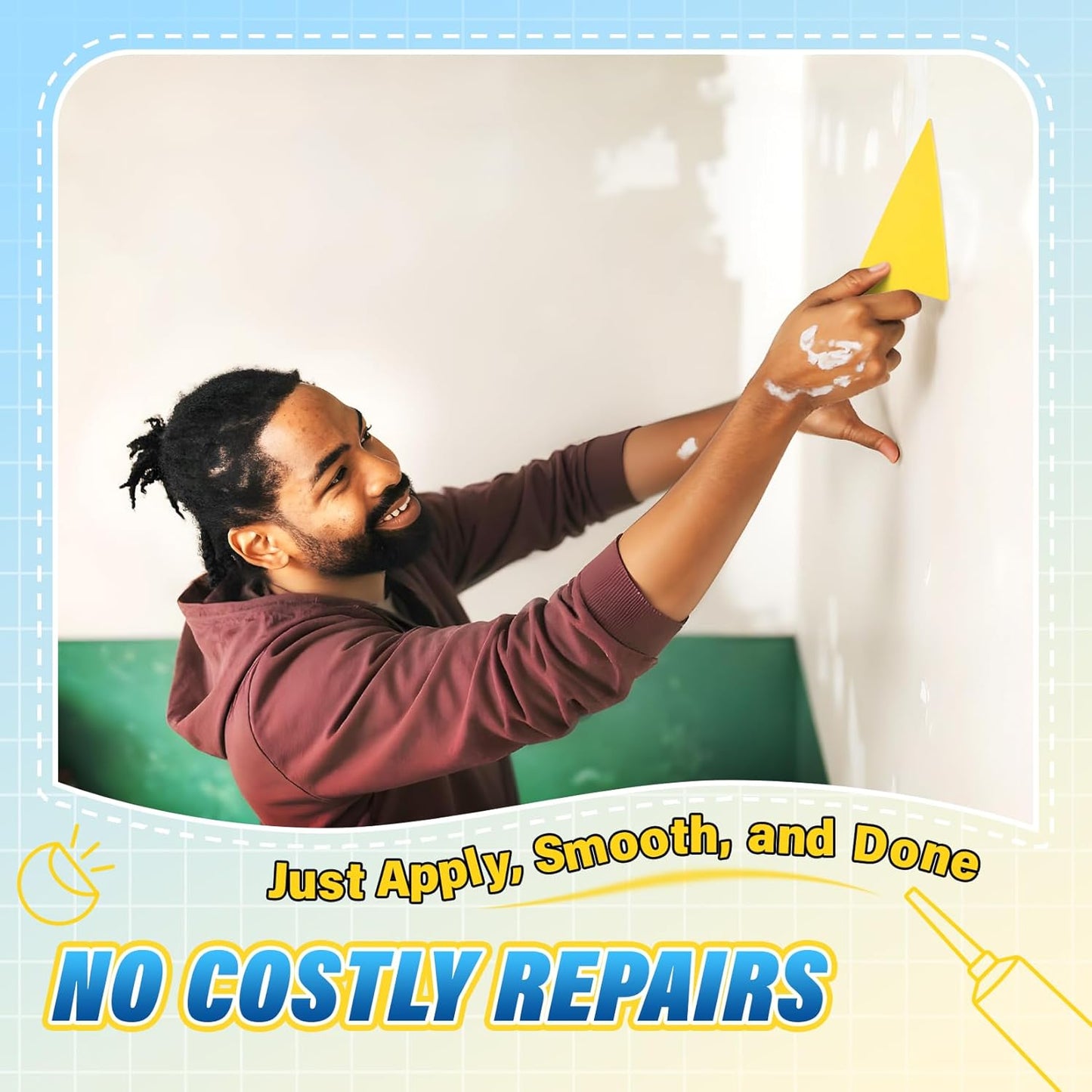 DIYSELF-Drywall-Repair-Kit-Fast-Drying, Wall Mending Agent, 9 Pack Spackle Wall Repair Kit with Putty & Scraper, 2×100g (7oz Total) White Wall Hole Filler for Drywall, Plaster and Home Use