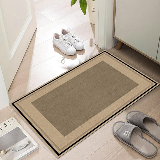 Ultra Thin Door Mat Indoor Entrance, 1/10 in Thin Door Mats for Inside Entry, Non-Slip Rubber Backing Washable Doormat, Fade Resistant, Absorbent, Low Profile Dirt Trapper, 35"X24", Brown