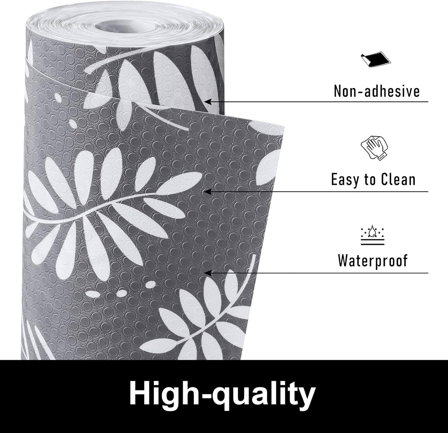 Cooyes Drawer and Shelf Liner, Non-Adhesive Shelf Liners for Kitchen Cabinets, Thick Strong Grip Mats for Desk, Shelves, Bathroom Drawers, Fridge, Cabinet Protection