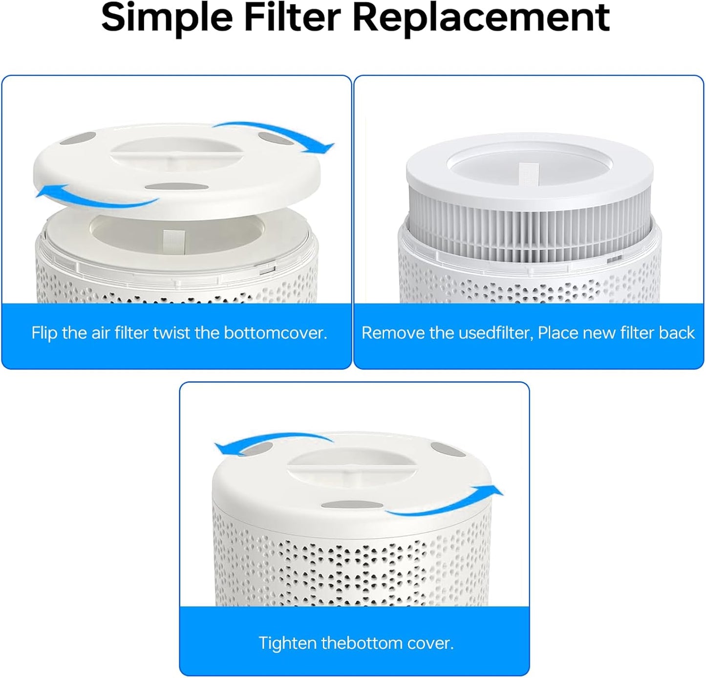 A2001 replacement filter, 3-in-1 True air purifier A2001 replacement part, compatible with par, efficient filtration with activated carbon layer, 2 packs