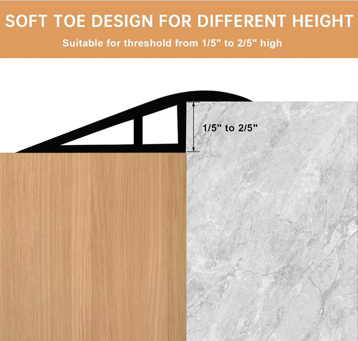 Vinyl Door Threshold Flooring Transition Strip Self Adhesive Carpet Edging Strip for Laminate Doorway Edge Threshold from 1/5" to 2/5" (Light Yellow Wood Grain, 10 Ft)