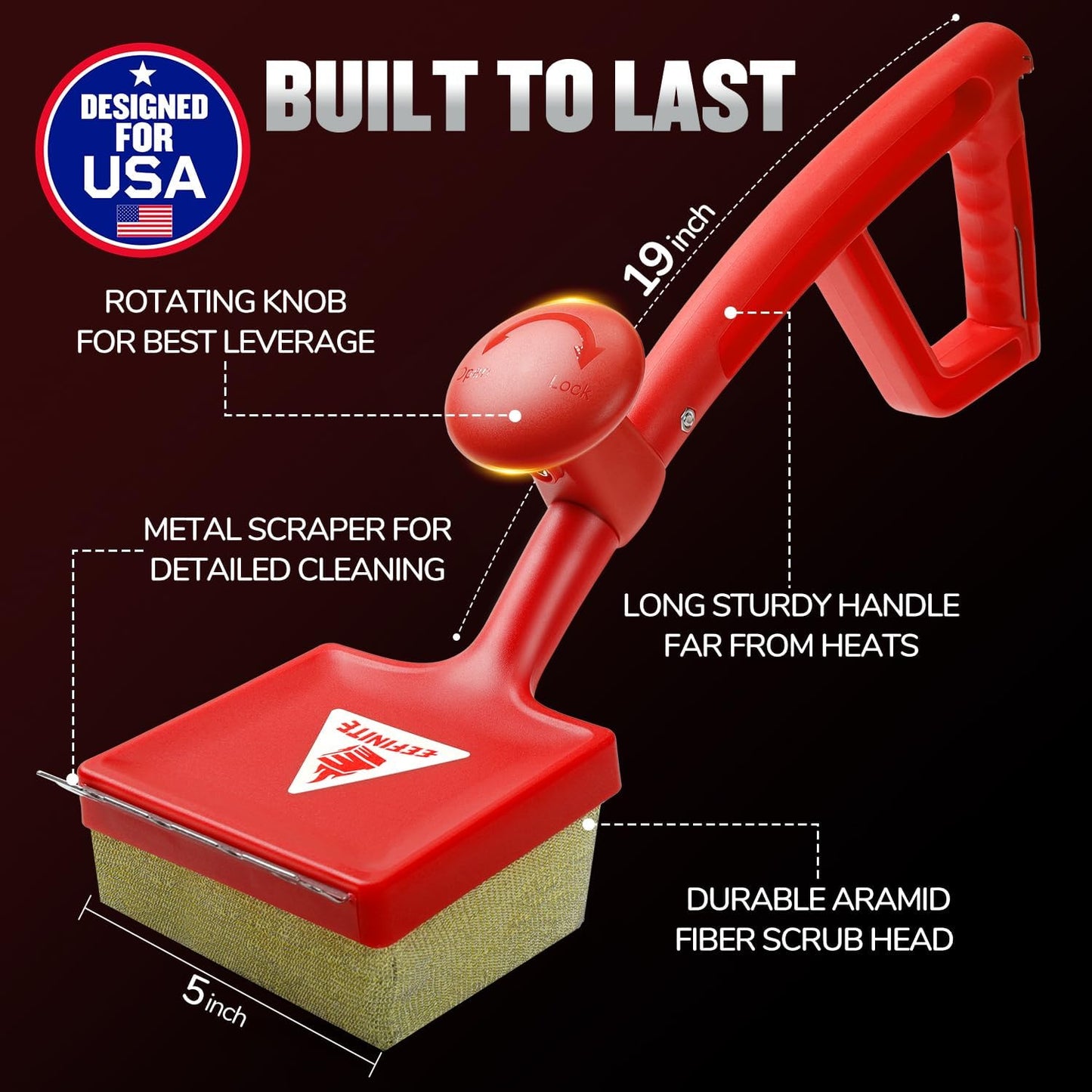 Grill Brush Cleaner for Outdoor, EEFINITE BBQ Steam Cleaning Grill Brushes with Replacement Scrub Sponge + Superior Scraper, Safe Bristles Free Barbecue Scrubbers Brush for Gas Charcoal Grates, Red