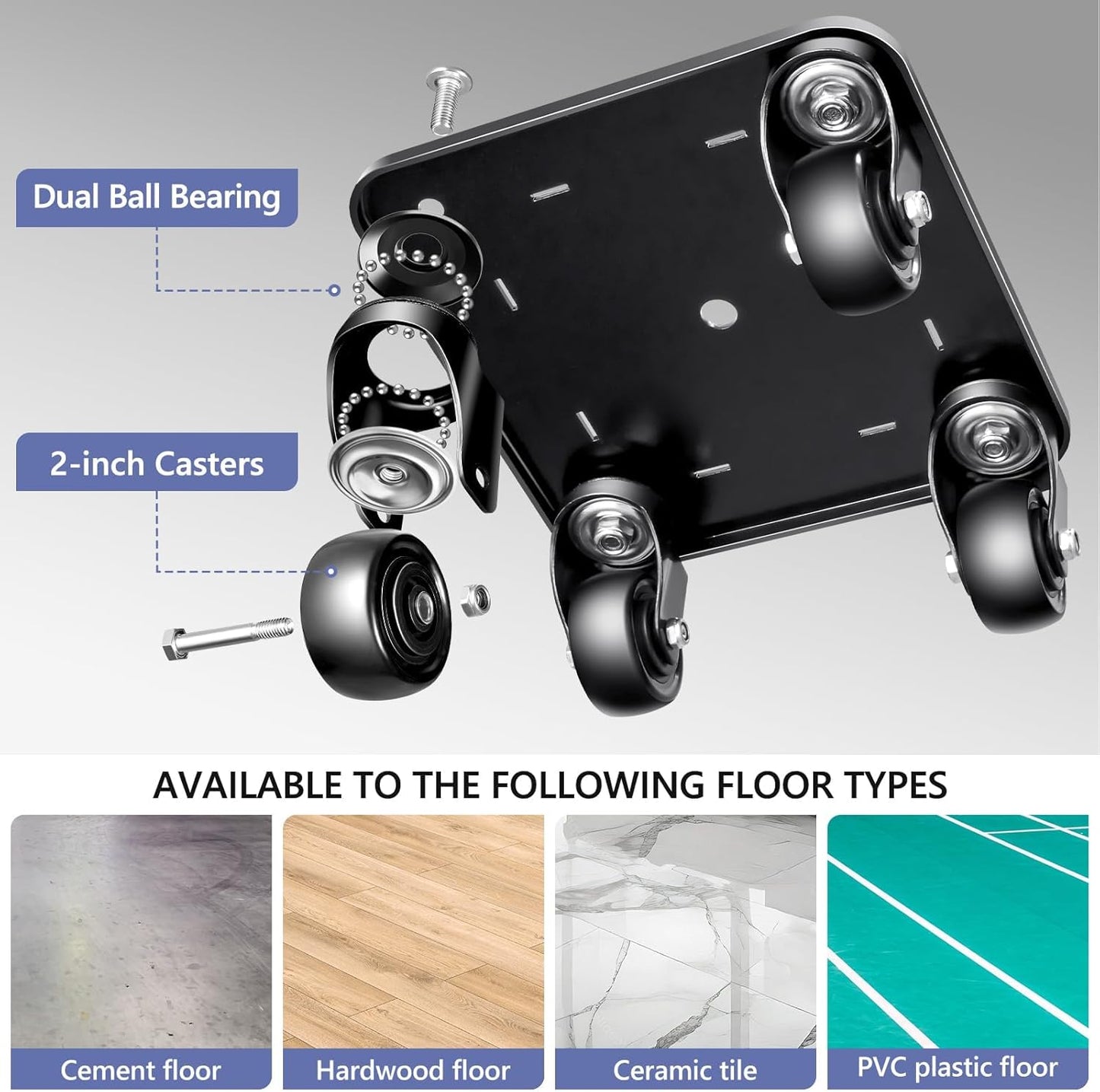 KEDSUM 2000LBS Furniture Movers with Wheels, Heavy Duty Furniture Dolly Set of 4, Dolly Kit Furniture Mover with Ball-Bearing Casters for Appliance, Sofa, Pool Table