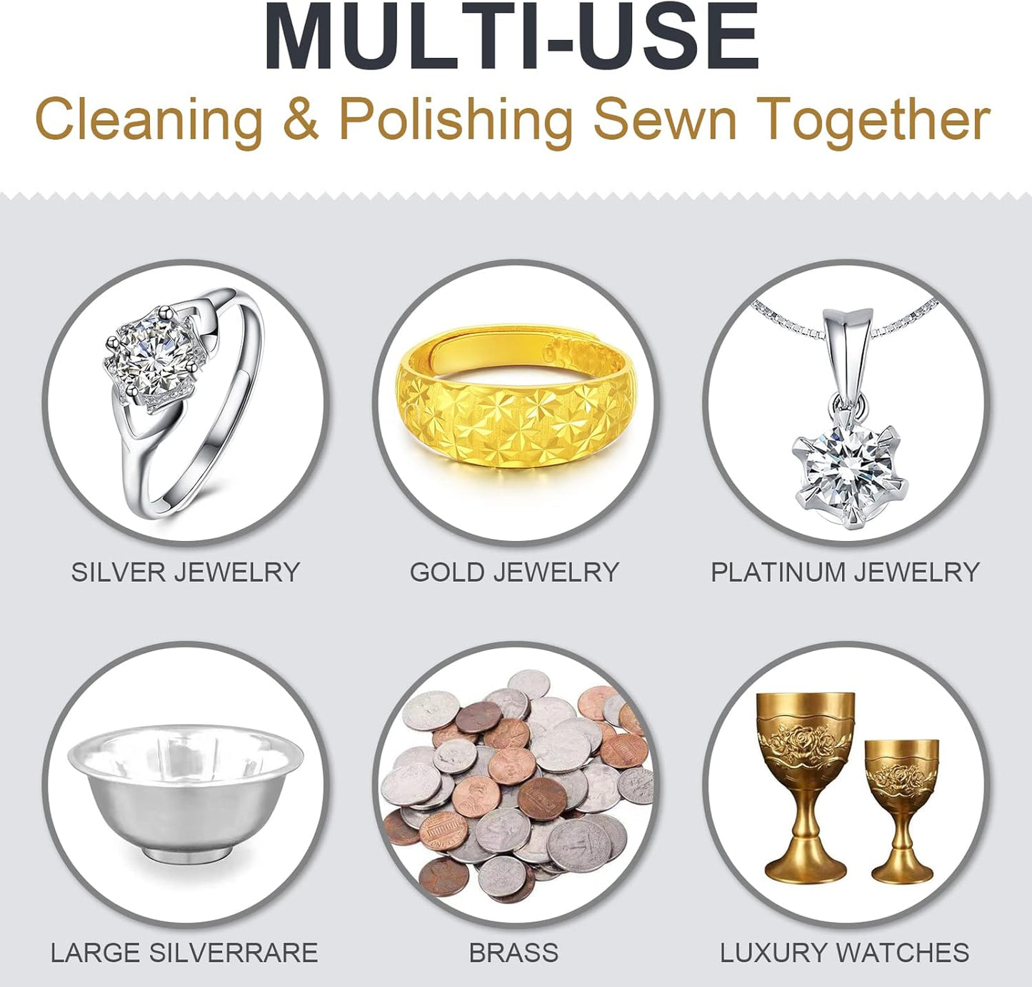 Jewelry Cleaning and Polishing Cloth, 100% Pure Cotton Silver Polishing Cloth for Sterling Silver & Gold & Platinum Jewelry and Large Silverware, Reusable Soft Jewelry Cleaning Cloth (2)