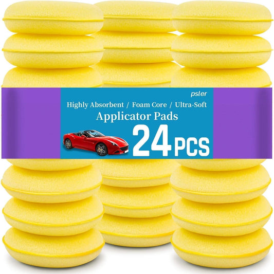 psler Foam Car Wax Applicator Pad Foam Applicator Pads Detailing Round 4 inch Polishing Sponges for Car Wax Applicator Pad 24 Pack-Yellow