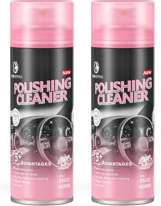 Car interior protectant Spray-Repels Dust & Staining,Restores & Protects Plastic, Vinyl, Leather - UV Guard, Anti-Aging, Long-Lasting Gloss, Exterior & Interior Car Polishing Cleaner (2 x 15oz)