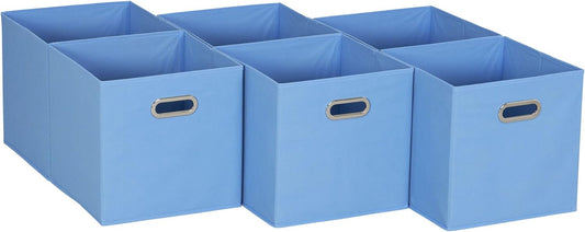 Household Essentials, Light Blue 6 Pack Fabric Storage Bins with Handle