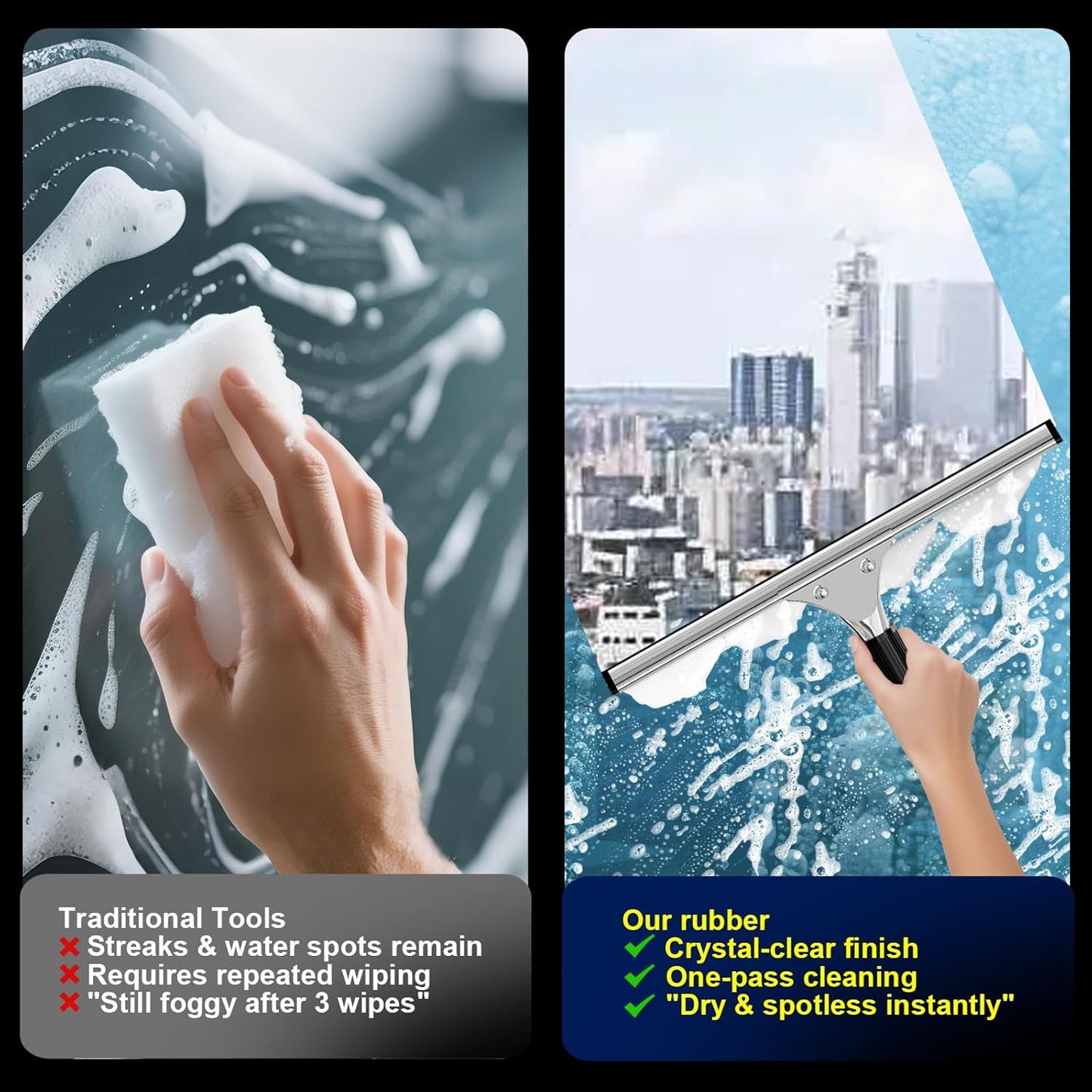 41-Inch High Elasticity Replacement Silicone Squeegee Strips, for Windows Glass Shower Door Cleaning, Durable and Easy to Install