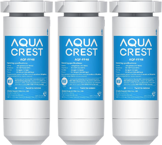 AQUA CREST XWF Replacement for GE® XWF, NSF Certified Refrigerator Water Filter, 3 Filters (Not XWFE®)