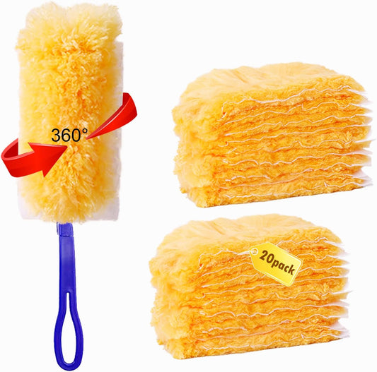 20 Count Heavy Duty Duster Kit for Swiffer Duster, Unscented Disposable Dusters with 1 Handle for Cleaning