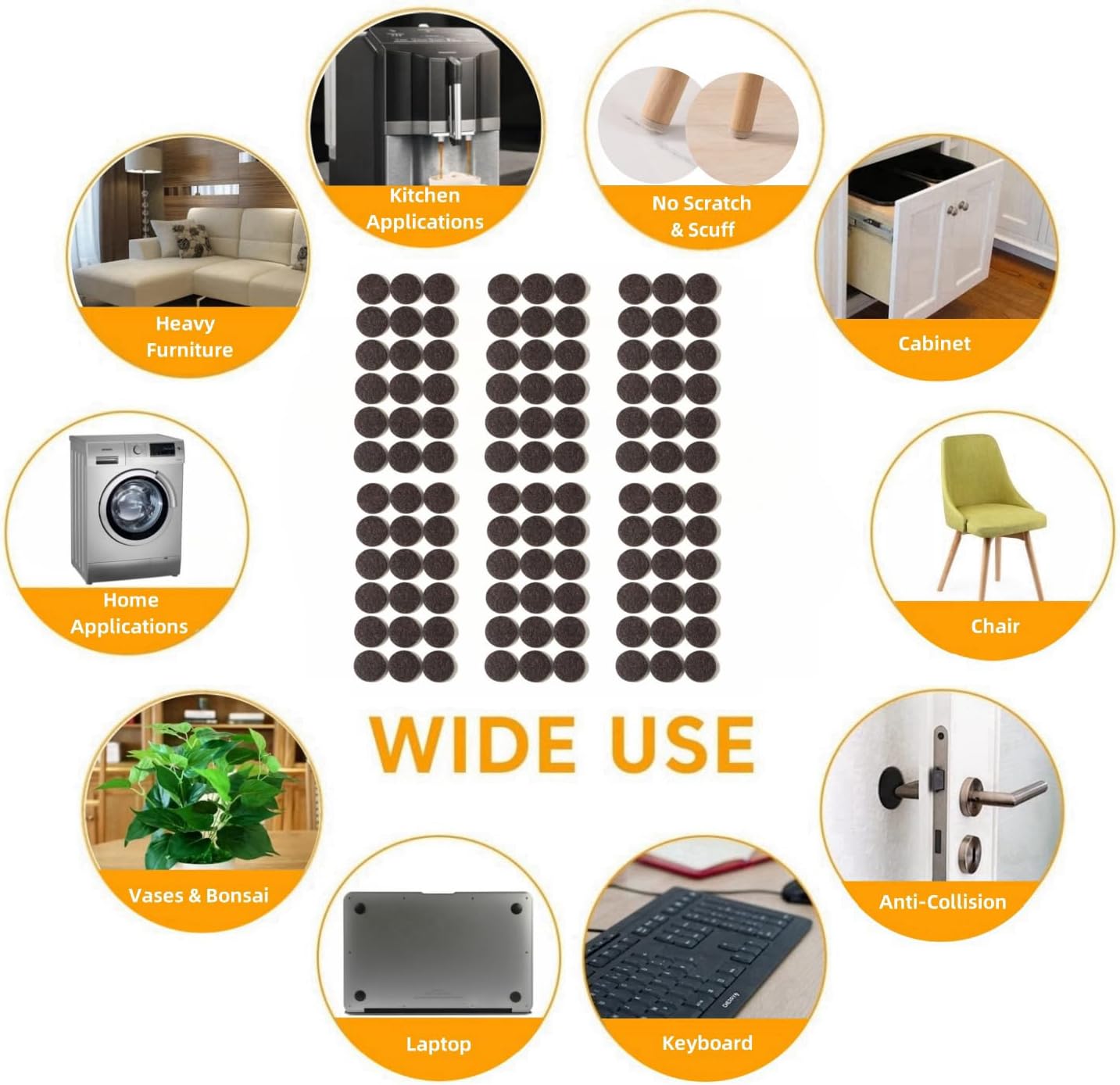 Furnigear Felt Furniture Pads for Hardwood Floors - Self Adhesive Chair Felt Pad, Floor Protector for Furniture Feet, Furniture Sliders Moving Furniture Smoothly, Anti Scratch 108 Pcs 1" Round Brown