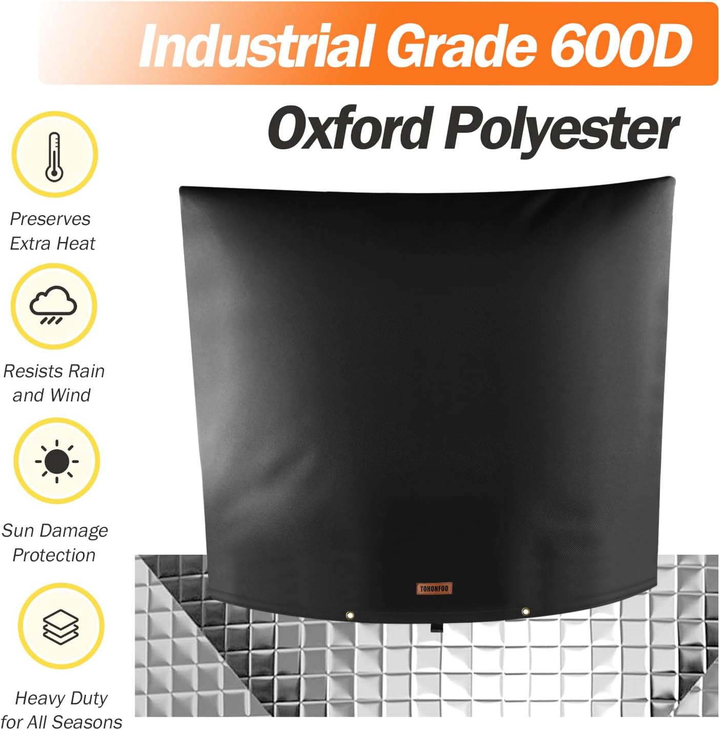 Backflow Preventer Pipe Insulation Cover (5°F) - Irrigation Sprinkler Valve Insulated Pouch - Water Well Pump Cover - Sturdy 5 Layers for Winter Freeze Protection, 40" W x 40" H, Black