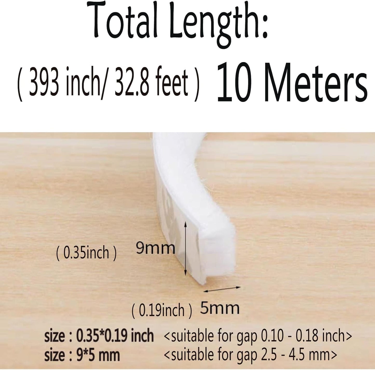 Weather Stripping Brush for Sliding Windows/Doors Frame Side,Pile Self Adhesive Weatherstrip Seal Strip Sealer Draft Stoppers (33ft x11/32 Backing x 3/16 Brush inch, White)