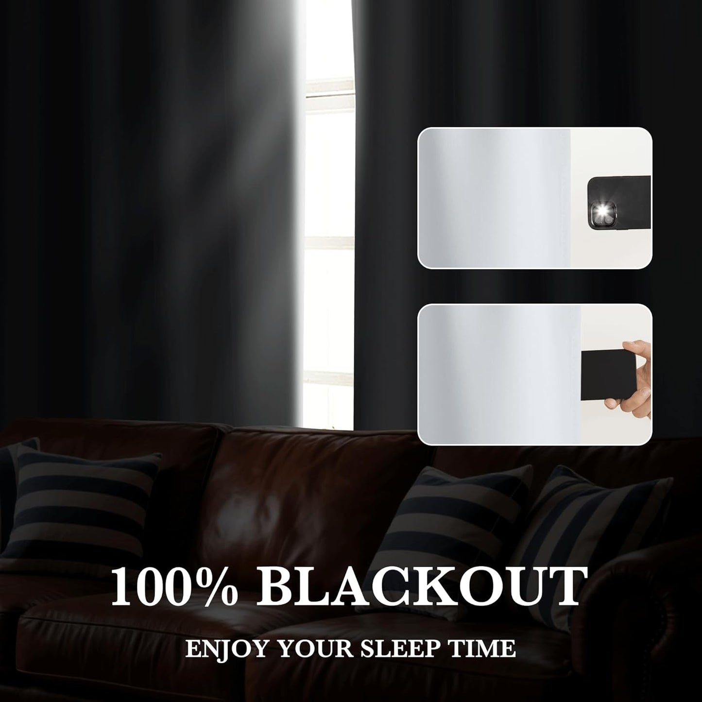 RYB HOME White Blackout Curtains for Bedroom, 100% Blackout Thermal Insulated Noise Reducing Curtains for Living Room Nursery, 34 inches Wide by 63 inches Long, 2 Panels Set