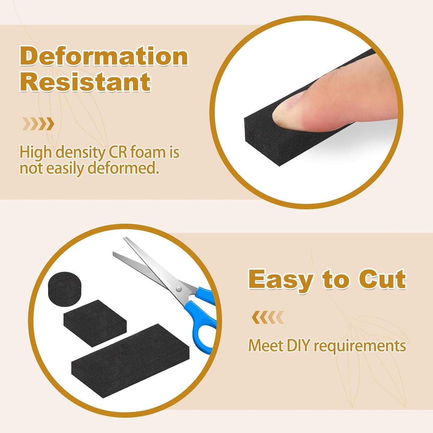 Weather Stripping Soundproof, 1/2 in x 1/2 in High Density Foam Insulation Tapes, Weatherproof Seal Strip Weatherstrips for Windows Sliding Doors, 2 Rolls Total 26Ft