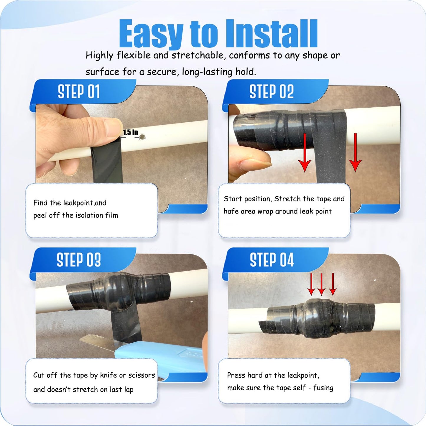 Self Fusing Silicone Tape 1 in x 15 Ft Waterproof Flexible Self Amalgamating Tape for Hose Repair Sealing Pipes Plumbing Water Emergency Pipeline Repair and Electrical Cable Winding