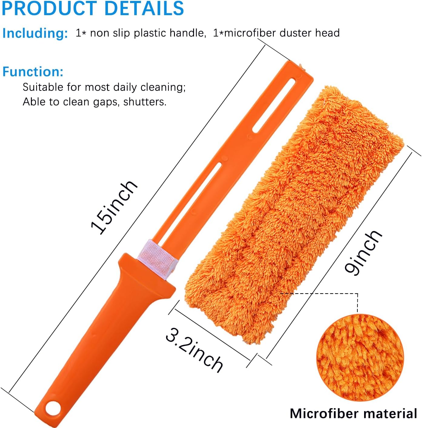 4 Pack 15 inch Reuseable Microfiber Feather Duster, Blind Duster, Gap Duster, Removable and Washable Head, Cleaning Tool for Window, Blind, Car, Wall, Dead Corner Gap, Furniture, Sofa, Screen