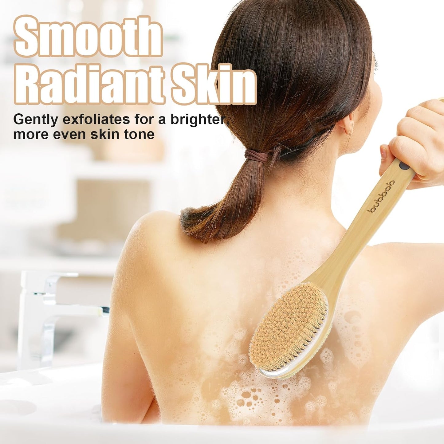 Back Scrubber for Shower,Bath Brush with Long Handle,Bath Brush Body Exfoliator for Wet or Dry Brushing,Men and Women (Black)