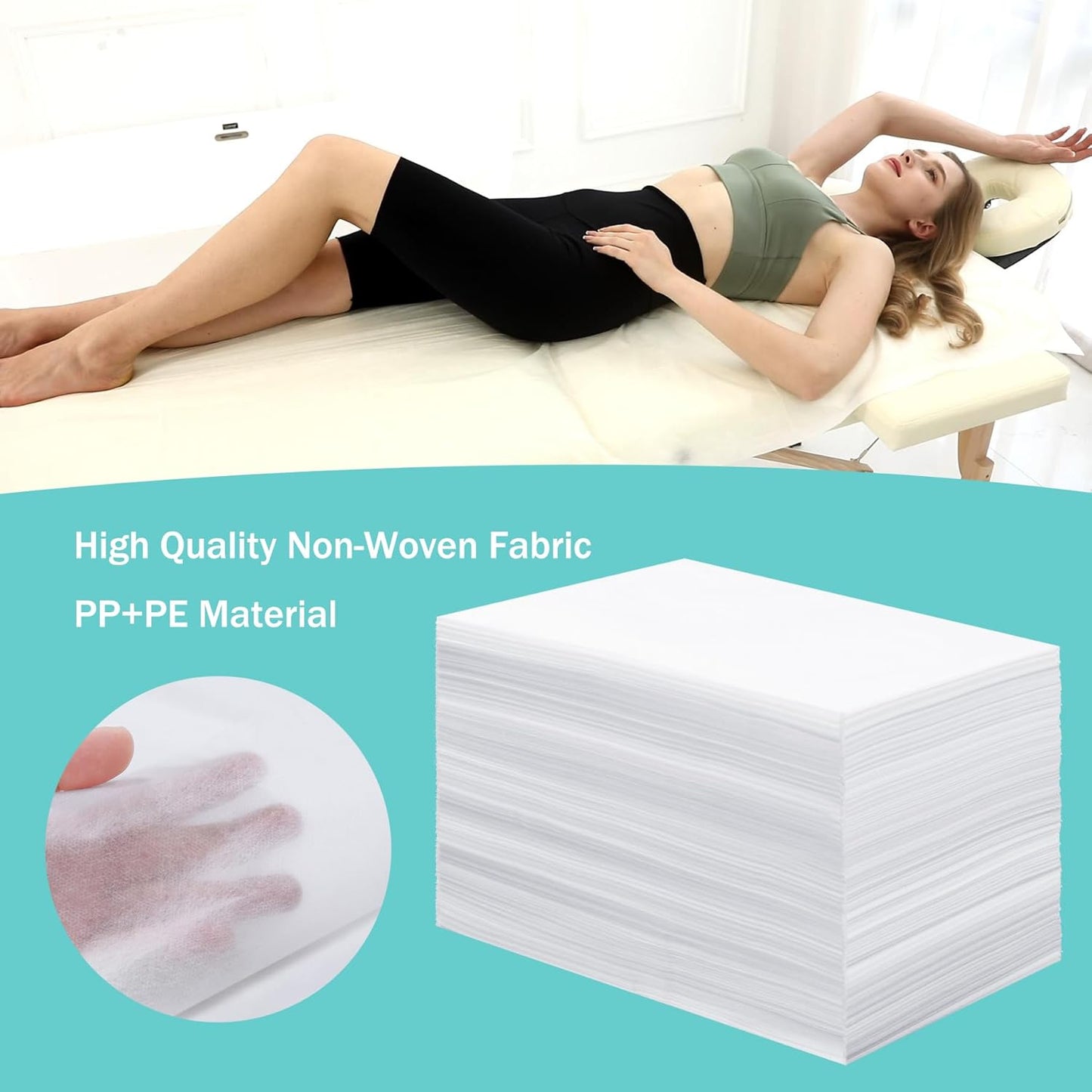 Disposable Bed Sheets for Massage Table 200 Pcs 31" x 71" Waterproof Massage Table Sheets Soft Non Woven Fabric SPA Massage Table Bed Cover Breathable for Beauty Tattoos Waxing Travel (White)