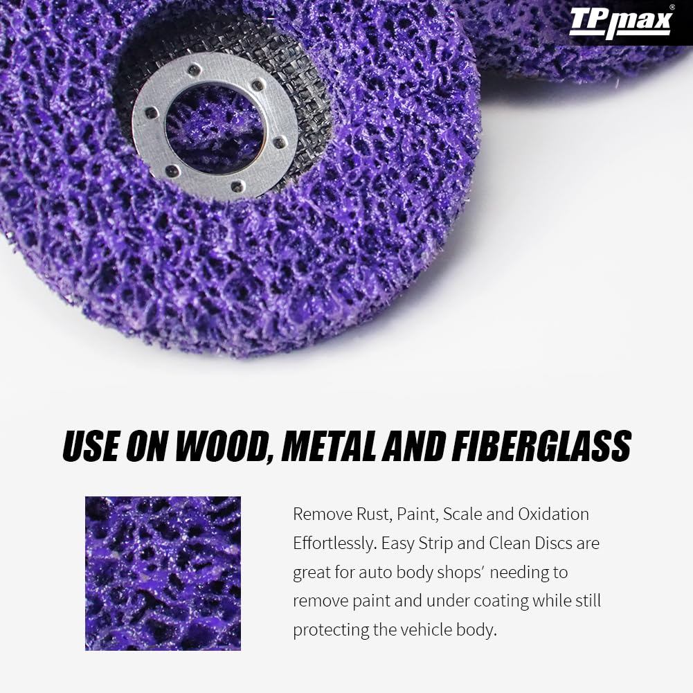 4 inch Stripping Discs Rust Remover Discs Remove Paint and Oxidation 5/8 inch Arbor Clean Discs Poly Strip Disc Angle Grinding Wheel - 5 Pack(Purple)