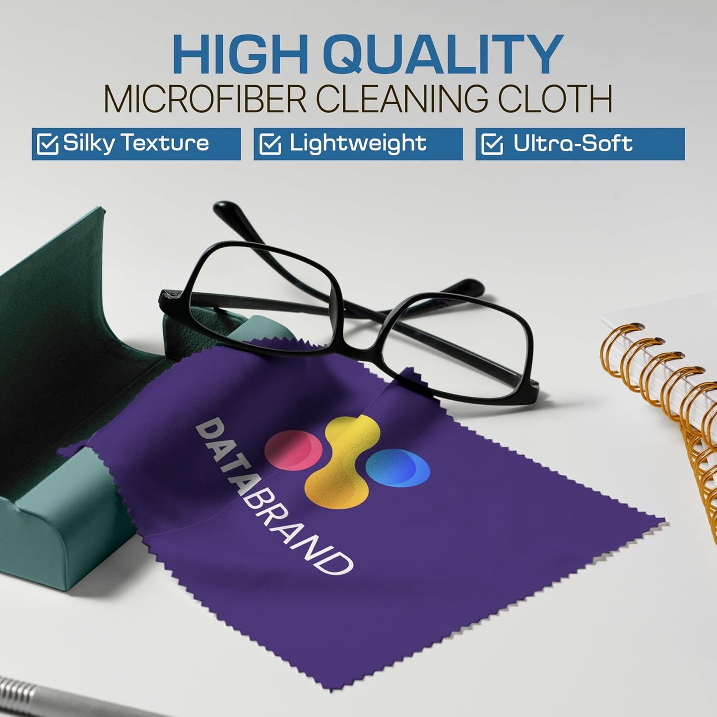 Ships Next Day, Made in USA - Customizable Microfiber Cleaning Cloth - Perfect Eyeglass Cleaner Promotional Gift - Premium Microfiber Lens Wipes - Logo or Image Printed (25 Pack) Double Sided