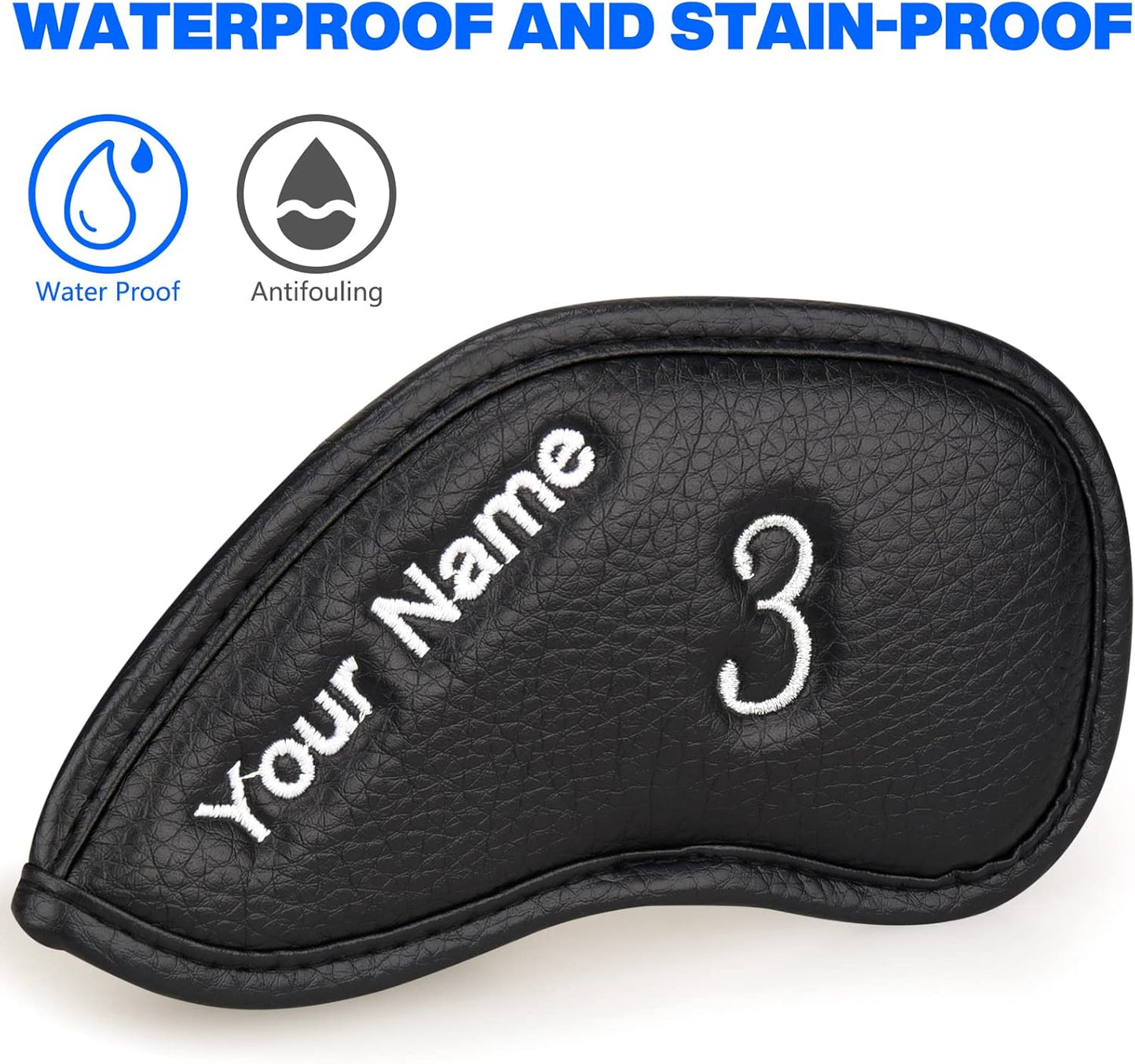 CRAFTSMAN GOLF 12pcs or 1pc Thick Synthetic Leather Golf Iron Head Covers Set Headcover Fit All Brands Callaway Ping Taylormade Cobra Etc. Also Custom Name