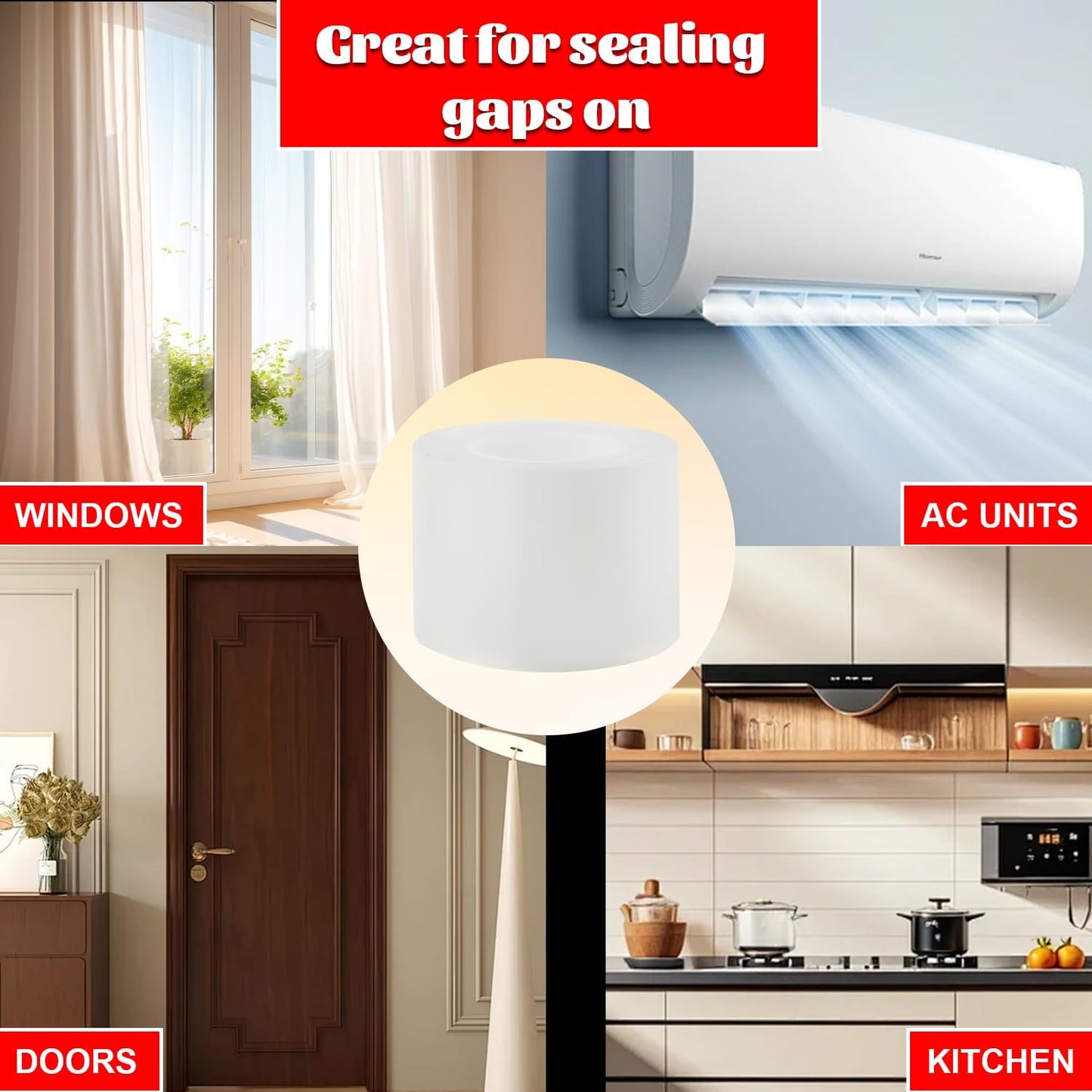 Transparent Window Weather Sealing Tape 2 Inch x 16.5 FT Weather Stripping Residue-Free Clear Window Insulation Caulk for Shower Glass Gaps and Clear Tape Doors Windows Windproof