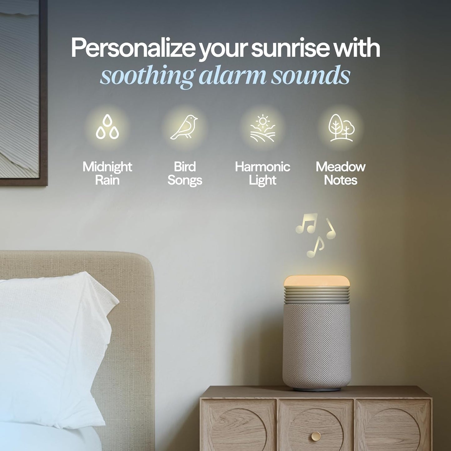 BLUEAIR Purifier for Bedroom - Mini Restful - Sunrise Clock with HEPASilent Filtration and Wake Up Light - Cleans Air and Supports Circadian Rhythm - USB-C and App Connectivity