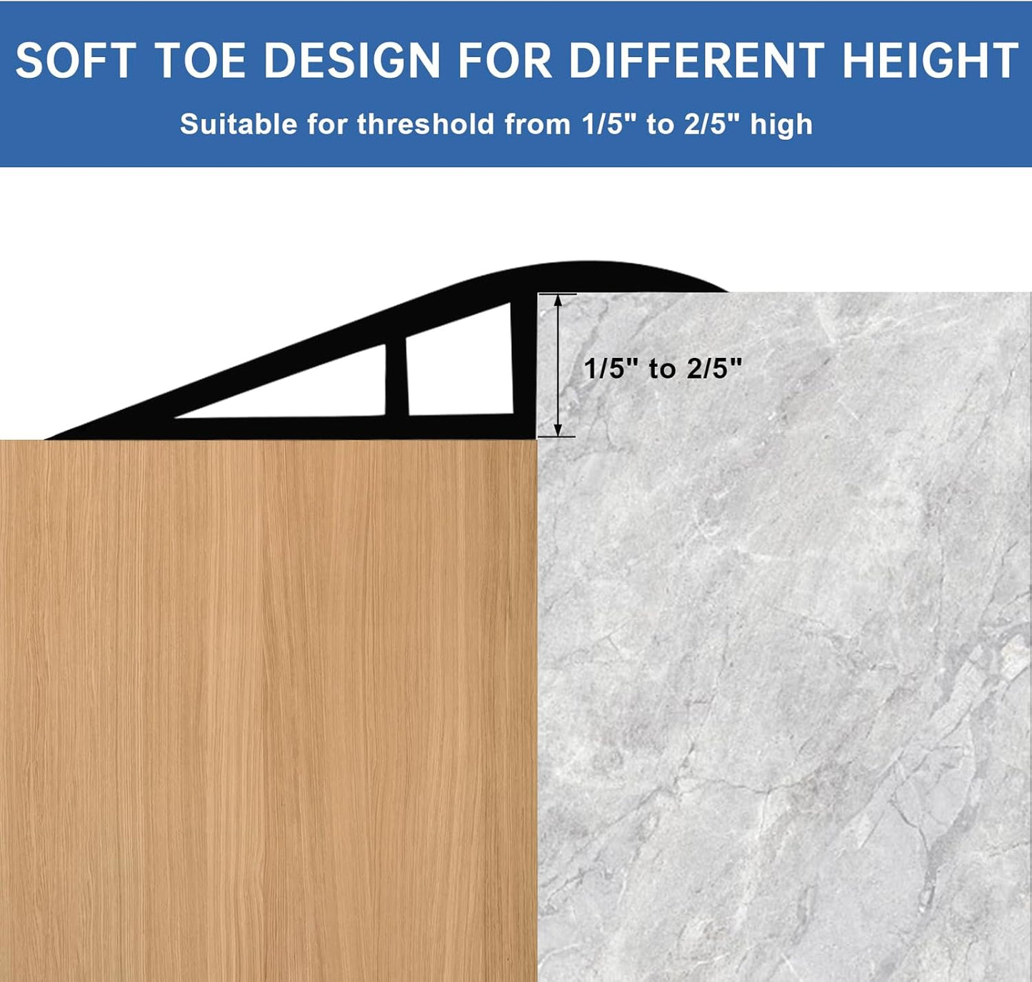 Vinyl Door Threshold Flooring Transition Strip Self Adhesive Carpet Edging Strip for Laminate Doorway Edge Threshold from 1/5" to 2/5" (Black Walnut Wood Grain, 3.3 Ft)