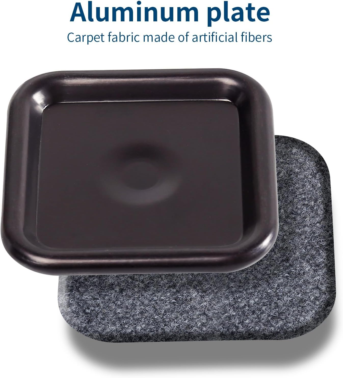 Ezprotekt 2 1/2" Square Reusable Felt Furniture Caster Cups with Carpet Bottom, 16 Pcs Felt Furniture Sliders Floor Protectors Pads to Protect Hardwood, Tile or Floors from Scratches (Brown/Gray)