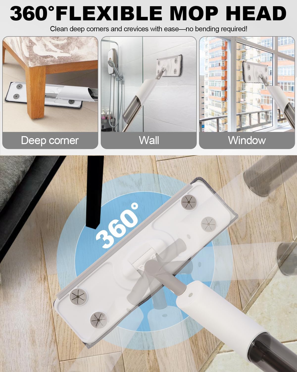 Spray Mop for Floor Cleaning Refillable Bottle with 2 Washable Reusable Microfiber Pads,Mop for Wooden, Bamboo,and Cement Floors Suitable for Both Household and Commercial Applications