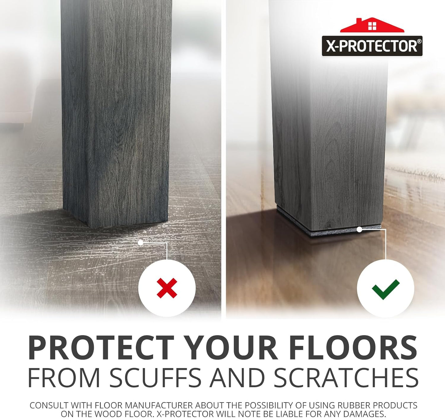 Non Slip Furniture Pads X-PROTECTOR - 8 PCS 4" - Premium Furniture Grippers! Rubber Feet Hardwood Floor Protectors for Furniture Legs - Couch Stoppers - Keep Your Furniture in Place Forever!