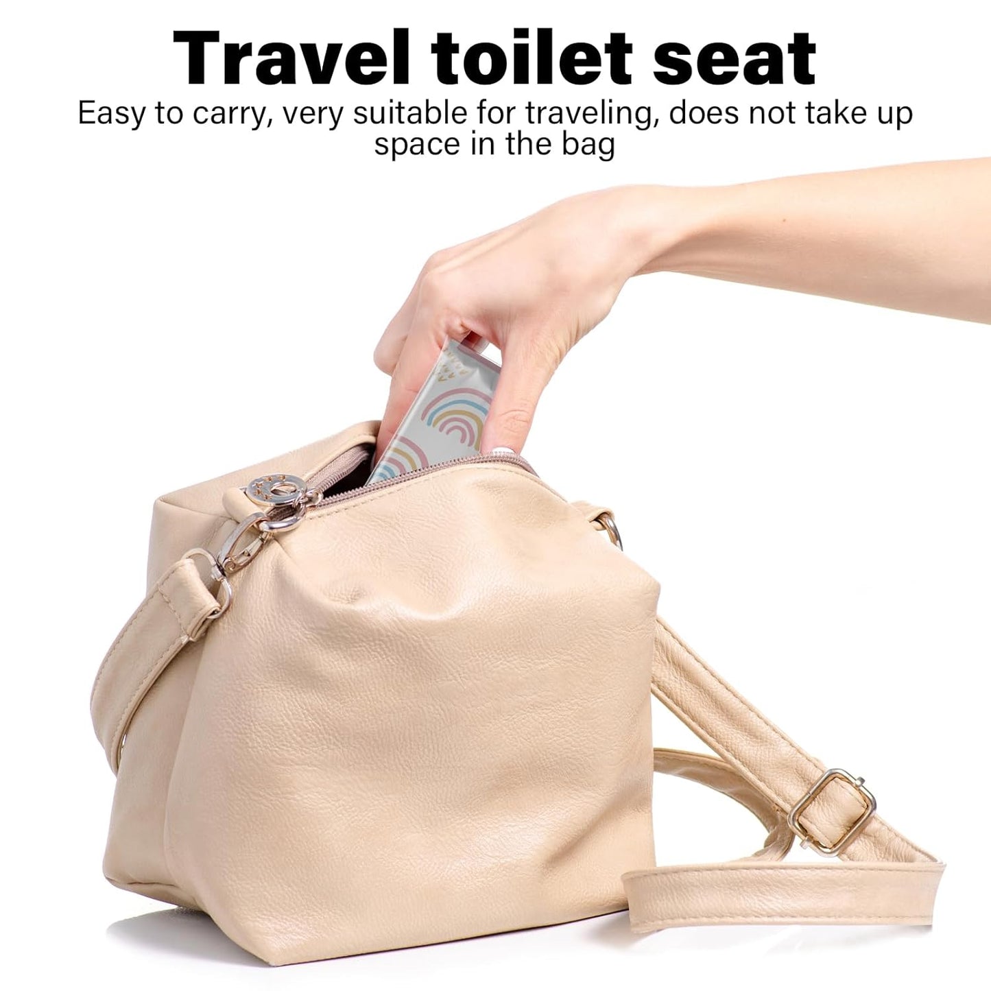 60 Pack Toilet Seat Covers Disposable, Extra Large Waterproof Toilet Cover for Toddlers & Adults, Individually Wrapped Travel Essential Portable Potty Training in Public Restrooms, Trip - Rainbow