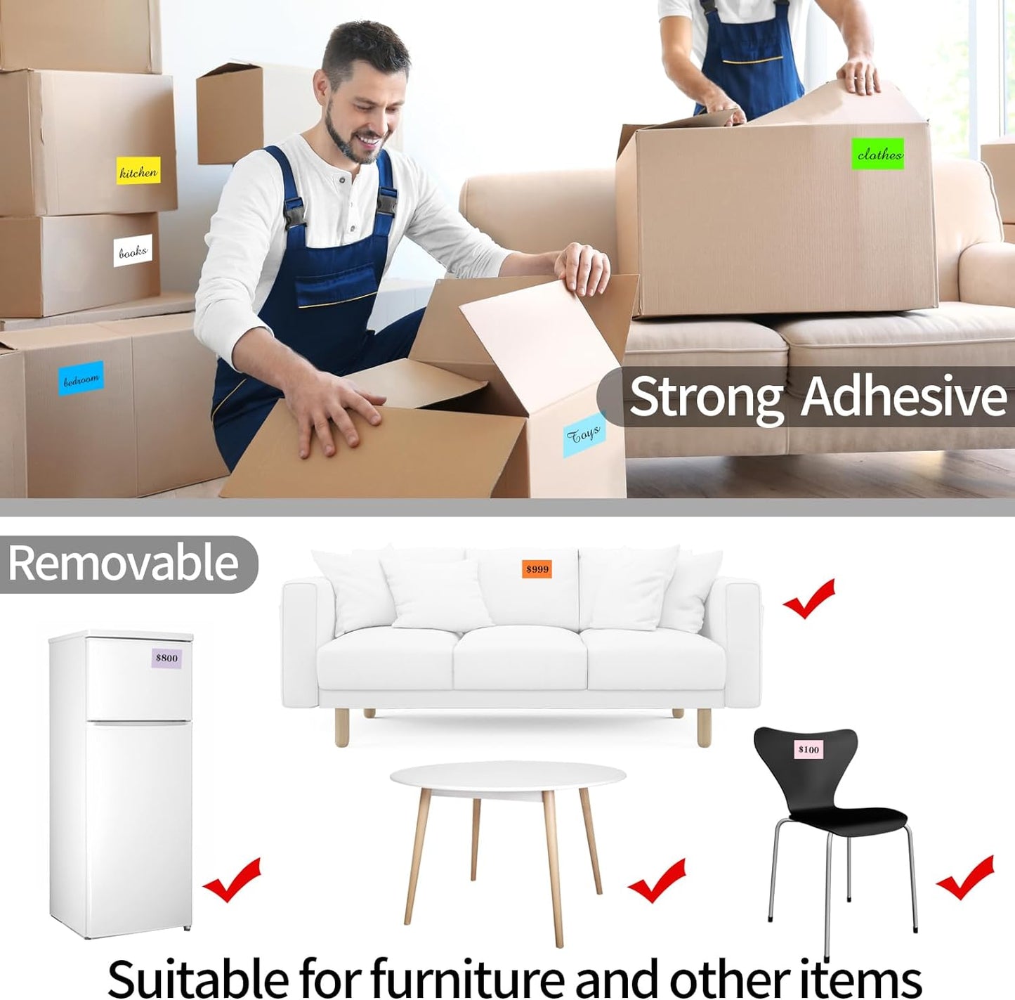 STARLIBOO 3"X5" Rectangle Colored Labels, Removable Moving Labels for Boxes, Permanent Warehouse Moving Stickers Square Label- 250 Pack, Lake Blue