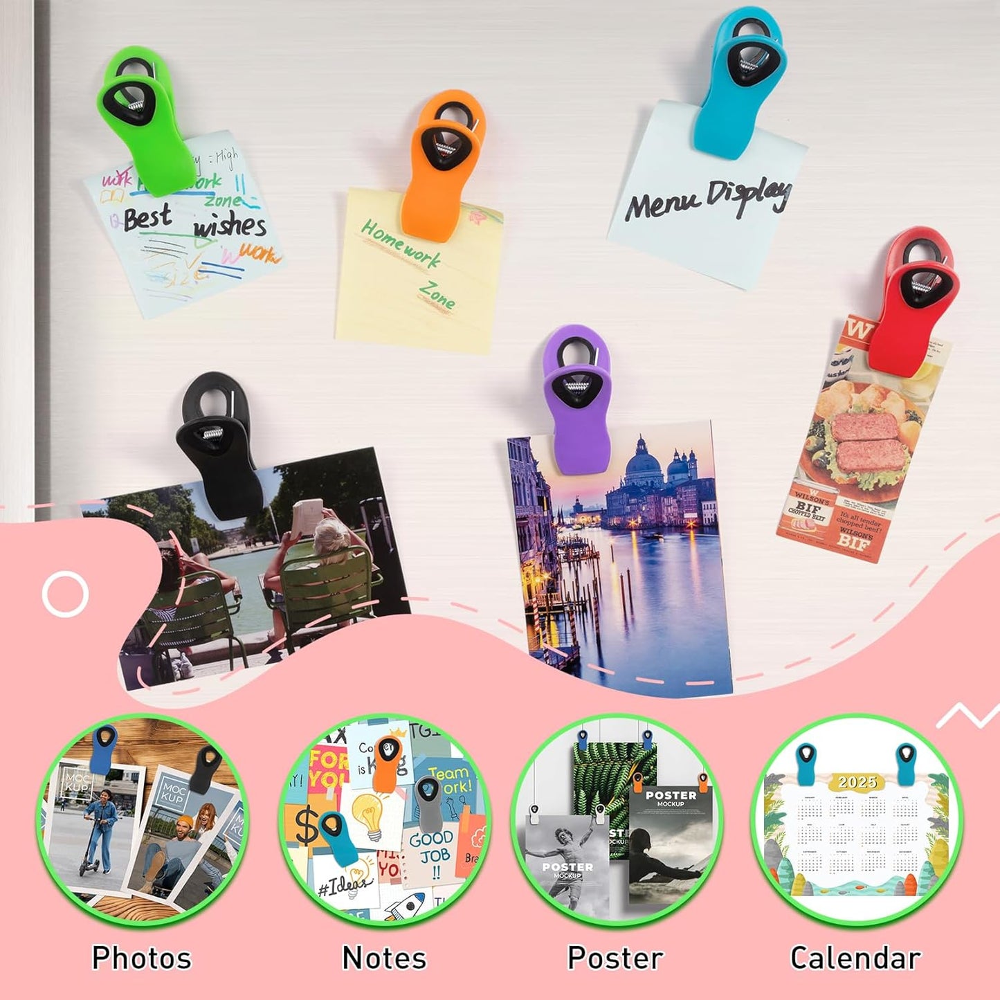 12 Pack Chip Clips, Colorful Magnetic Clip, Plastic Bag Clips with Airtight Seal Grip for Bread, Food Bags, Garden Plants, Snack Bags and Kitchen Organization