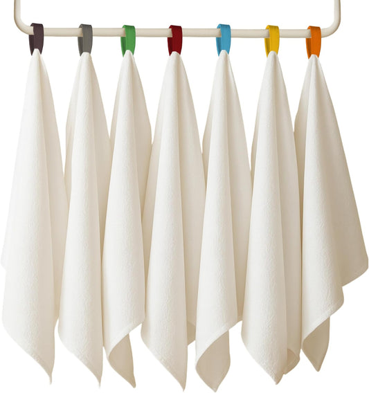 7-Pack Flat Flour Sack Towels – 100% Cotton Kitchen Dish & Tea Towels for Crafting, Embroidery, Baking & Bread Proofing – Thick, Absorbent, Quick-Drying – White (18x28)