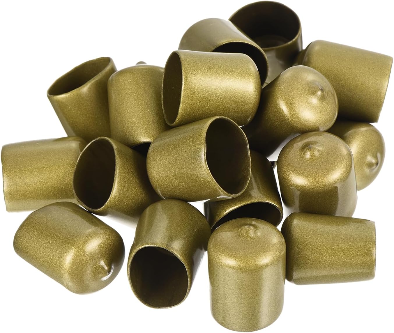 uxcell 20pcs Rubber End Caps 21mm ID Vinyl Round Tube Bolt Cap Cover Thread Protectors Gold