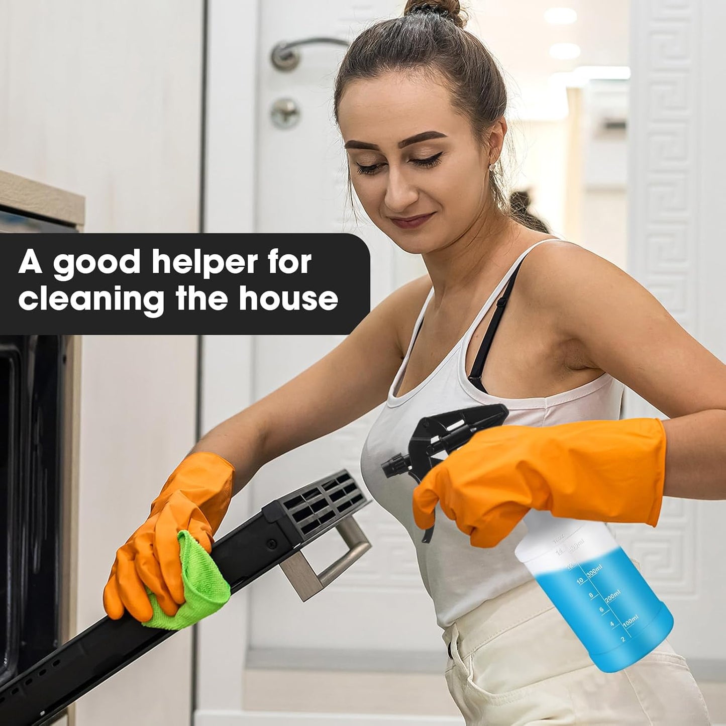 Eccliy 12 Pcs 16 Oz Plastic Spray Bottle, Adjustable Empty Reusable Sprayer for Cleaning, Planting, Water, Bathroom and Kitchen, BBQ, Commercial and Residential (Black Clear,Measurement)