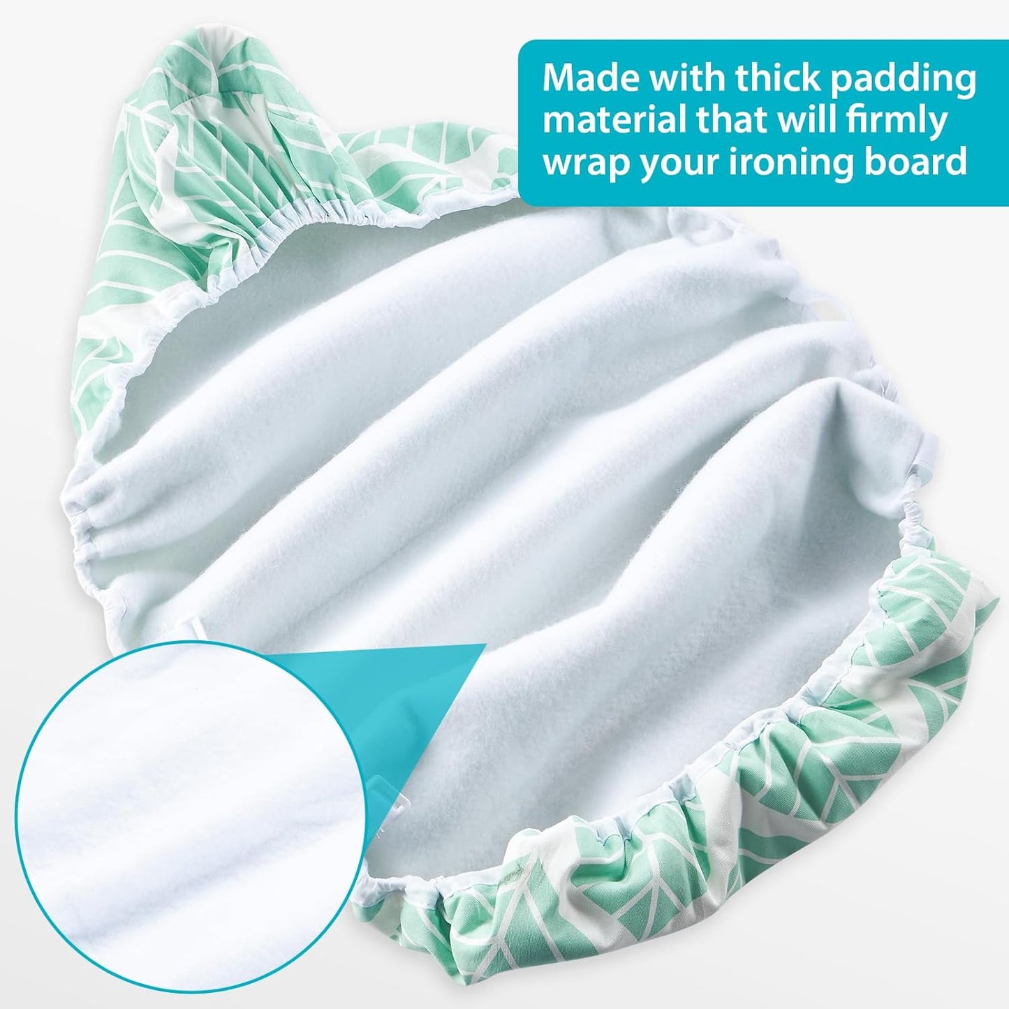 Ironing Board Cover and Pad, Standard Size 15 x 54, Thick Padding with Elasticized Edges, Heat Reflective with Hook and Loop Fasteners, 3 Layers Iron Board Cover (Green Leaf)