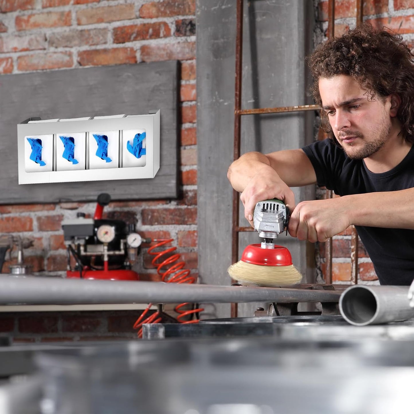 Blulu 2 Pack Glove Box Holder/Dispenser Stainless Steel Quad Wall Mounted Glove Box Organizer,10"H x 21"W x 3 3/4"D