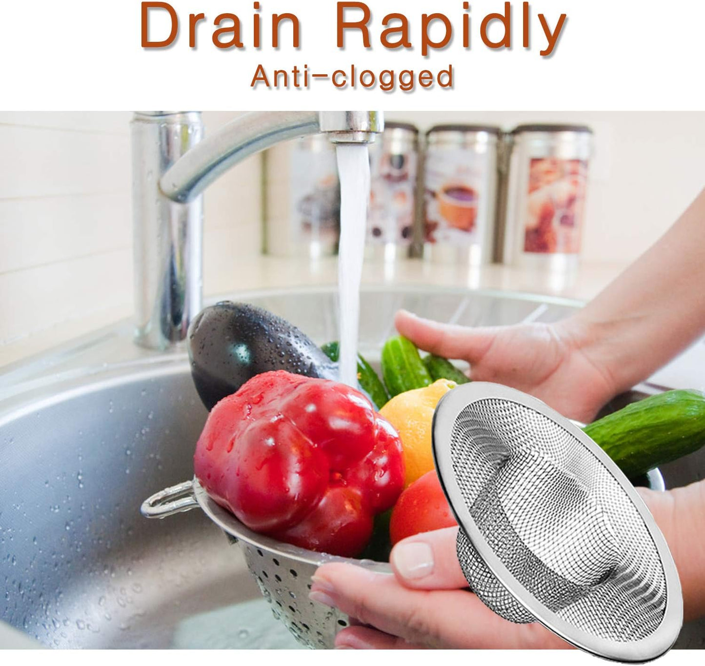 2pcs Heavy Duty Stainless Steel Slop Basket Filter Trap, 4.41" Top / 2.44" Mesh Metal Sink Strainer,Perfect for Kitchen Sink/Bathroom Bathtub Wash Basin Floor Drain Balcony Drain Hole,Utility…