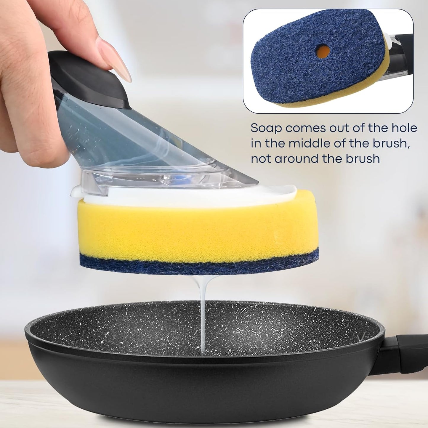 Sponge Brush Refills for OXO Dish Brush, 6 Pack Soap Dispensing Dish Refills, Scrub Replacement Head for Scrubber, Sponge Replacement Head Fits Soap Dispensing Handle